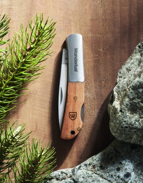 Logo trade promotional merchandise picture of: Foldable knife in acacia wood
