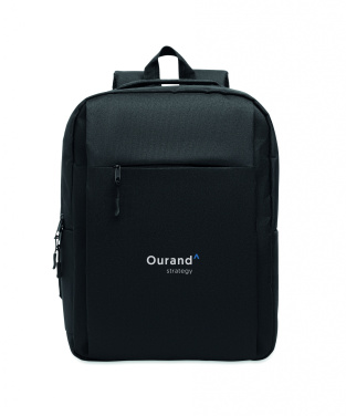 Logotrade promotional product picture of: Slim 15 inch laptop backpack made of 600D RPET polyester with a 210D lining and customizable printing