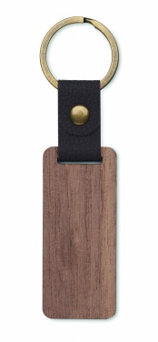 Logo trade promotional item photo of: Key ring in walnut and PU Kokkola