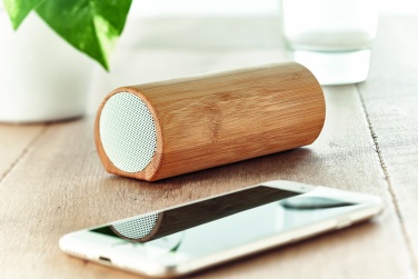 Logo trade promotional gift photo of: Wireless bamboo speaker 2x5W