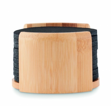 Logo trade promotional giveaways image of: RPET coasters in bamboo holder