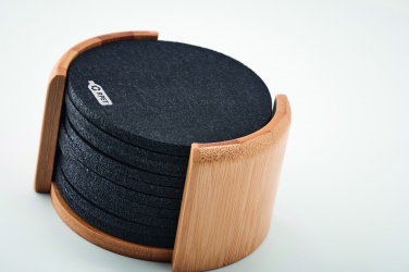 Logotrade promotional gift picture of: RPET coasters in bamboo holder