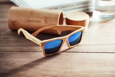 Logo trade promotional products image of: Sunglasses and case in bamboo KEILA