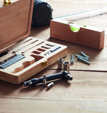 Logotrade promotional item picture of: 21 pcs tool set in bamboo case