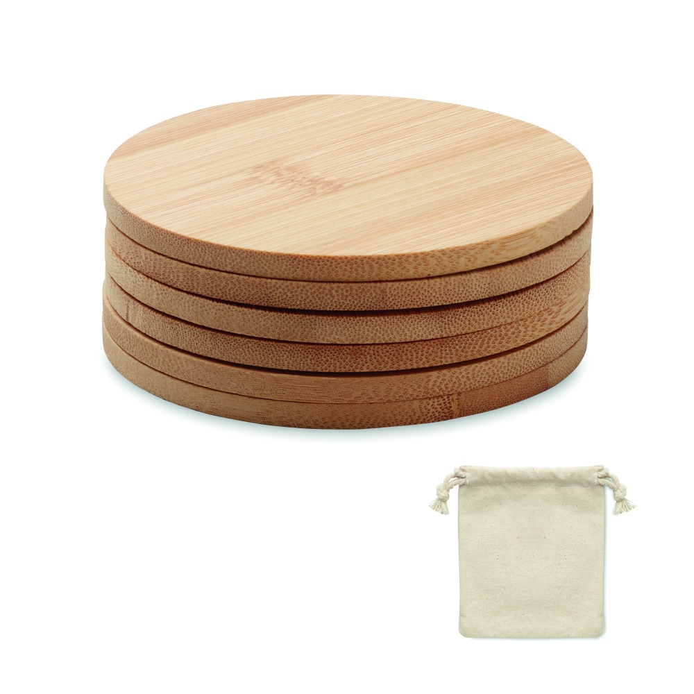 Logo trade advertising product photo of: Set of 6 bamboo coasters
