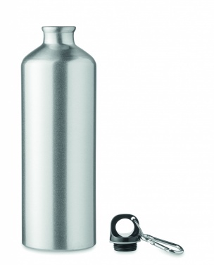 Logo trade promotional giveaways image of: 1000 ml single-walled aluminum water bottle with a carabiner