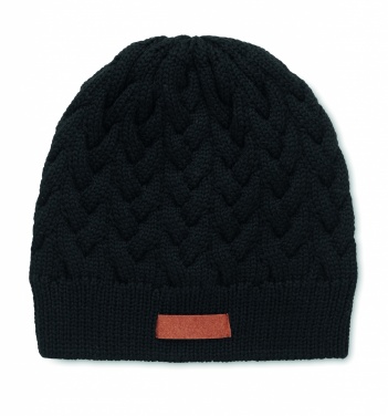 Logo trade promotional gift photo of: Cable knit beanie in RPET