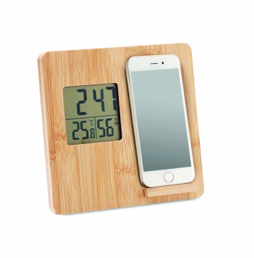 Logo trade corporate gifts image of: Bamboo weather station 10W