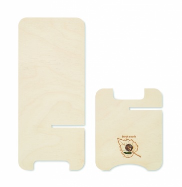 Logo trade promotional items image of: Birch Wood phone stand