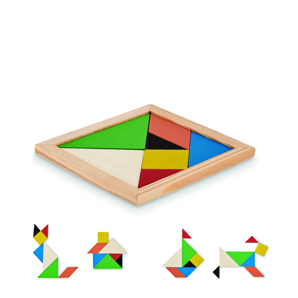 Logo trade promotional giveaways image of: Tangram puzzle in wood