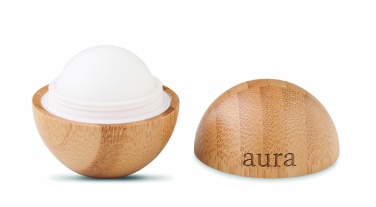 Logotrade promotional item picture of: Lip balm in round bamboo case