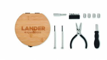 Logo trade promotional merchandise picture of: 15 piece tool set bamboo case