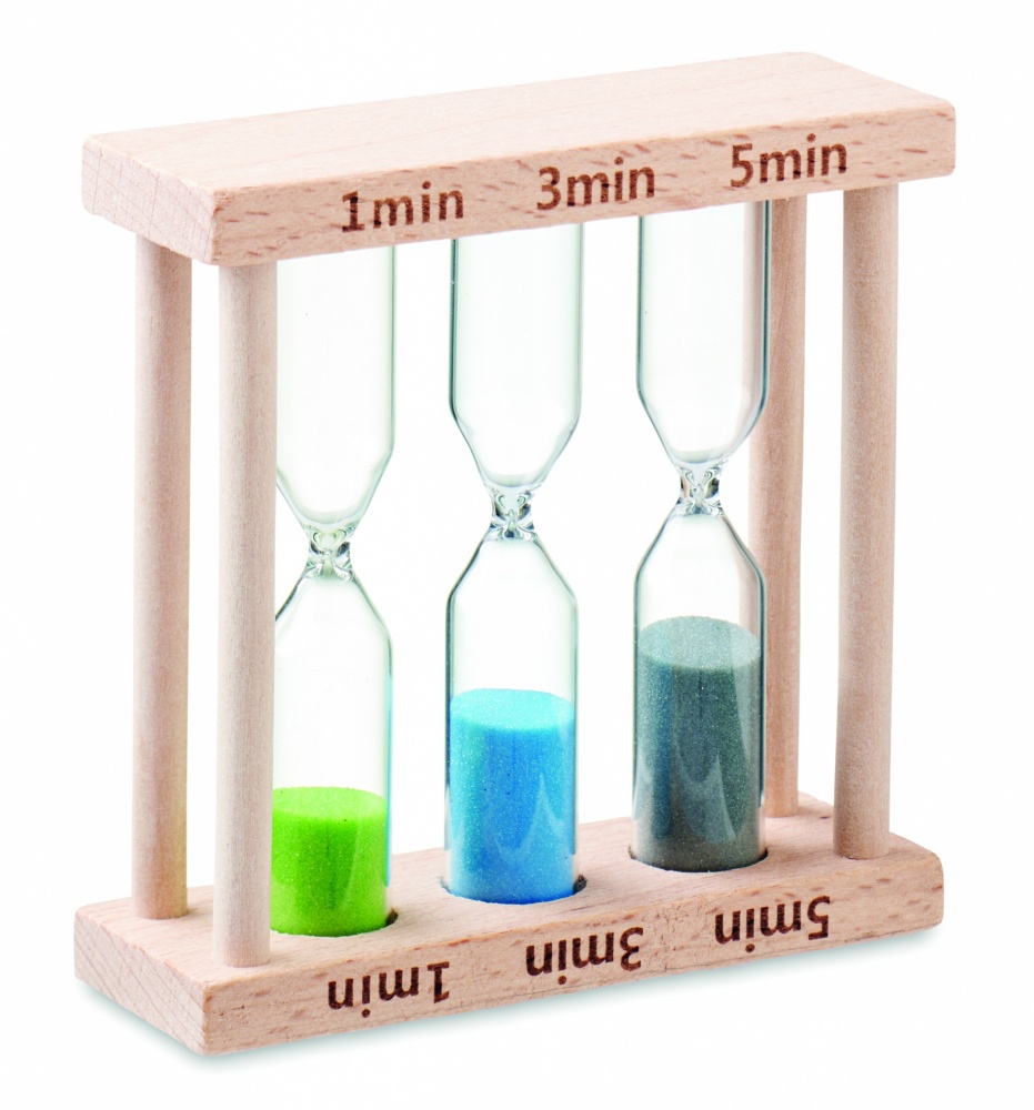 Logo trade advertising product photo of: Set of 3 wooden sand timer