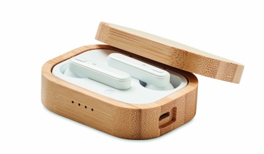 Logotrade promotional giveaway image of: TWS earbuds in bamboo case