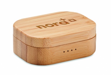 Logo trade business gifts image of: TWS earbuds in bamboo case