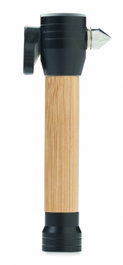 Logotrade promotional merchandise image of: 3-in-1 bamboo flashlight with an emergency hammer and seatbelt cutter