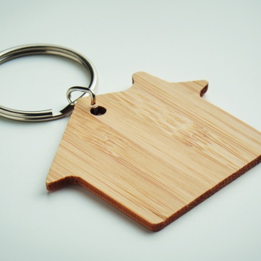 Logotrade promotional items photo of: House shaped bamboo key ring Järvenpää