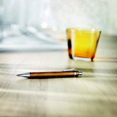 Logo trade promotional giveaways picture of: Bamboo automatic ball pen