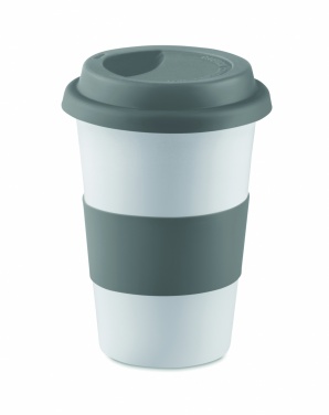 Logo trade promotional giveaway photo of: Ceramic mug w/ lid and sleeve