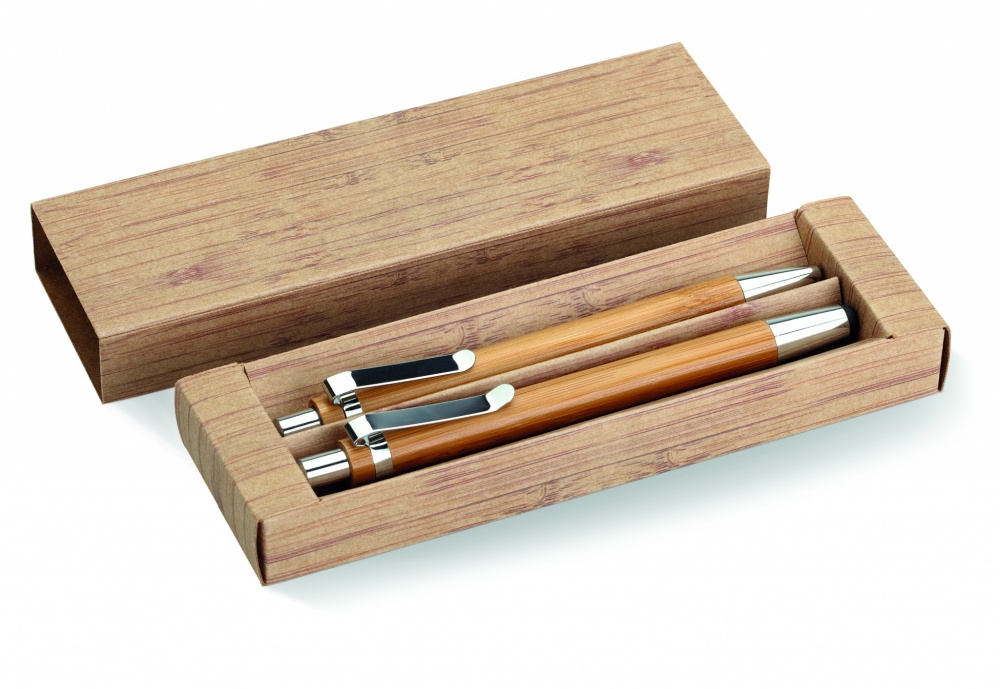 Logotrade promotional item picture of: Bamboo pen and pencil set