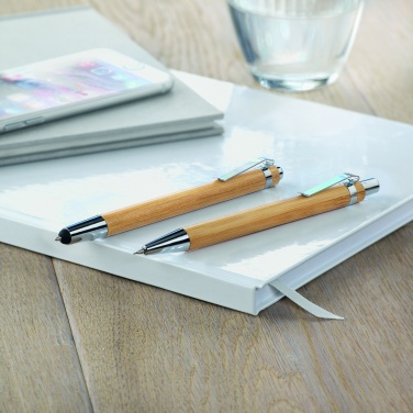 Logo trade promotional items image of: Bamboo pen and pencil set
