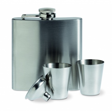 Logotrade promotional product image of: Slim hip flask w 2 cups set