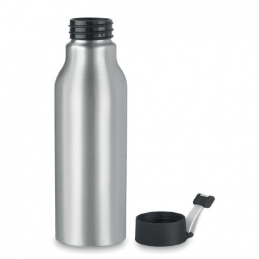 Logo trade promotional merchandise picture of: Single-walled 500 ml aluminum bottle with a PP cap and a silicone strap