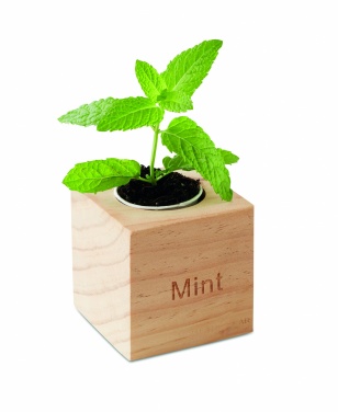 Logotrade business gift image of: Herb pot wood "MINT"