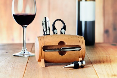Logo trade promotional merchandise photo of: 4 pcs wine set in wooden stand