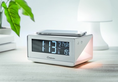 Logo trade promotional giveaways picture of: LED clock & wireless charger5W