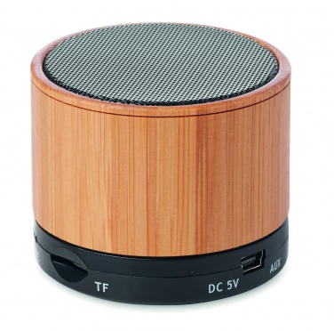 Logo trade promotional products picture of: Round Bamboo wireless speaker