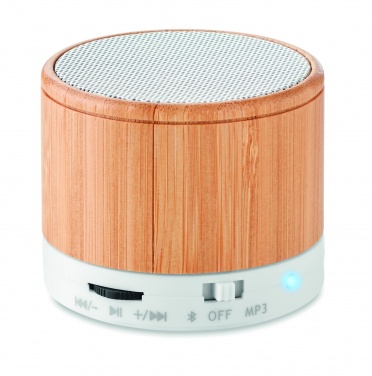 Logotrade promotional products photo of: Round Bamboo wireless speaker