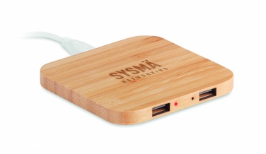 Logo trade promotional merchandise image of: Bamboo wireless charge pad 5W