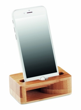 Logo trade business gift photo of: Bamboo phone stand-amplifier CARACOL