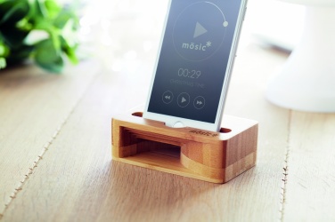 Logotrade promotional giveaway picture of: Bamboo phone stand-amplifier CARACOL