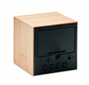 Logo trade promotional giveaways image of: LED alarm clock bamboo casing Dortmund