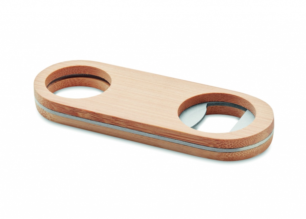 Logo trade promotional items picture of: Oval Bamboo bottle opener VALBAMPER