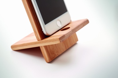 Logo trade promotional products image of: Bamboo phone stand/ holder WHIPPY