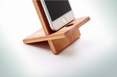Logo trade corporate gift photo of: Bamboo phone stand/ holder WHIPPY