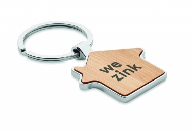Logo trade promotional merchandise photo of: House key ring metal bamboo NORDIC