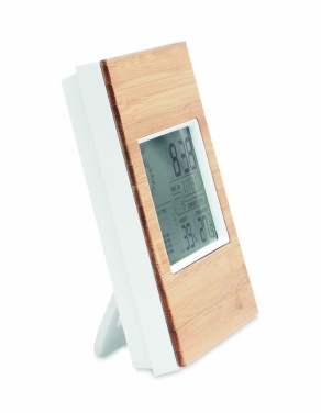 Logo trade promotional item photo of: Weather station bamboo front TURKU
