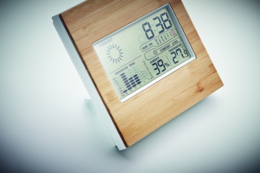 Logo trade promotional gift photo of: Weather station bamboo front TURKU