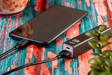 Logo trade promotional gifts image of: Metal power bank PORT HOPE 2200mAh