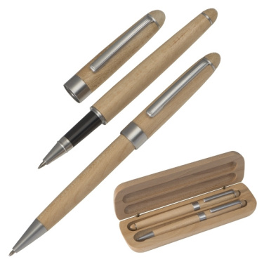 Logotrade advertising product image of: Wooden writing set ballpen and roller INDIANAPOLIS