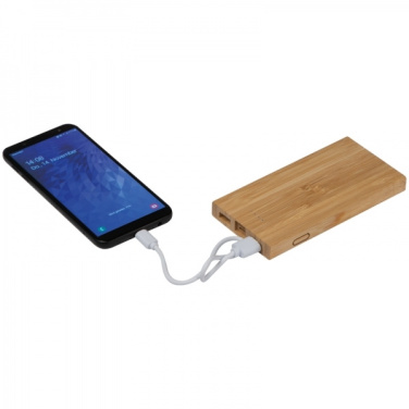 Logo trade promotional merchandise photo of: Bamboo power bank KATOWICE