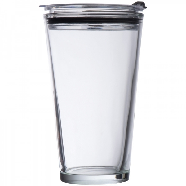 Logo trade promotional items image of: Glass mug with lid WATTENSCHEID 400 ml