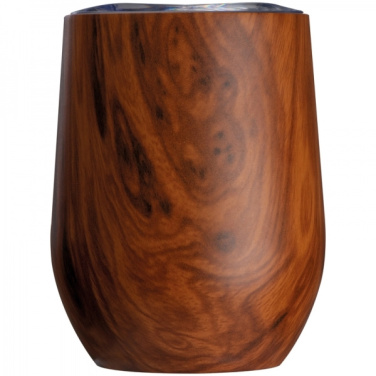 Logotrade promotional item image of: Stainless steel mug with wooden look BRIGHTON 380 ml
