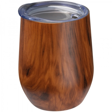 Logo trade promotional merchandise photo of: Stainless steel mug with wooden look BRIGHTON 380 ml