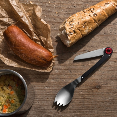 Logo trade promotional giveaway photo of: Multifunctional spoon LATEMAR Schwarzwolf