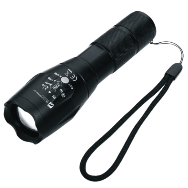 Logo trade promotional gift photo of: Flashlight ANTELAO Schwarzwolf